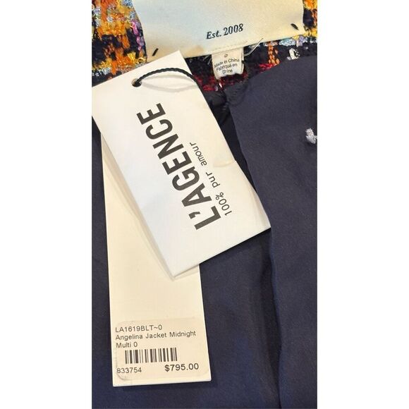 L’Agence Angelina Tweed Jacket in Black Multi Tweed NWT Size 0 - Picture 10 of 11